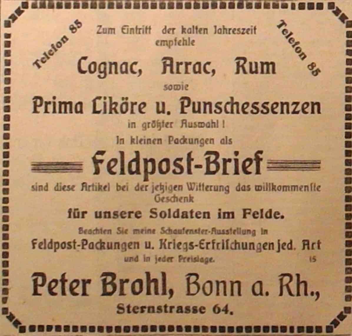 Anzeige im General-Anzeiger vom 13. November 1914