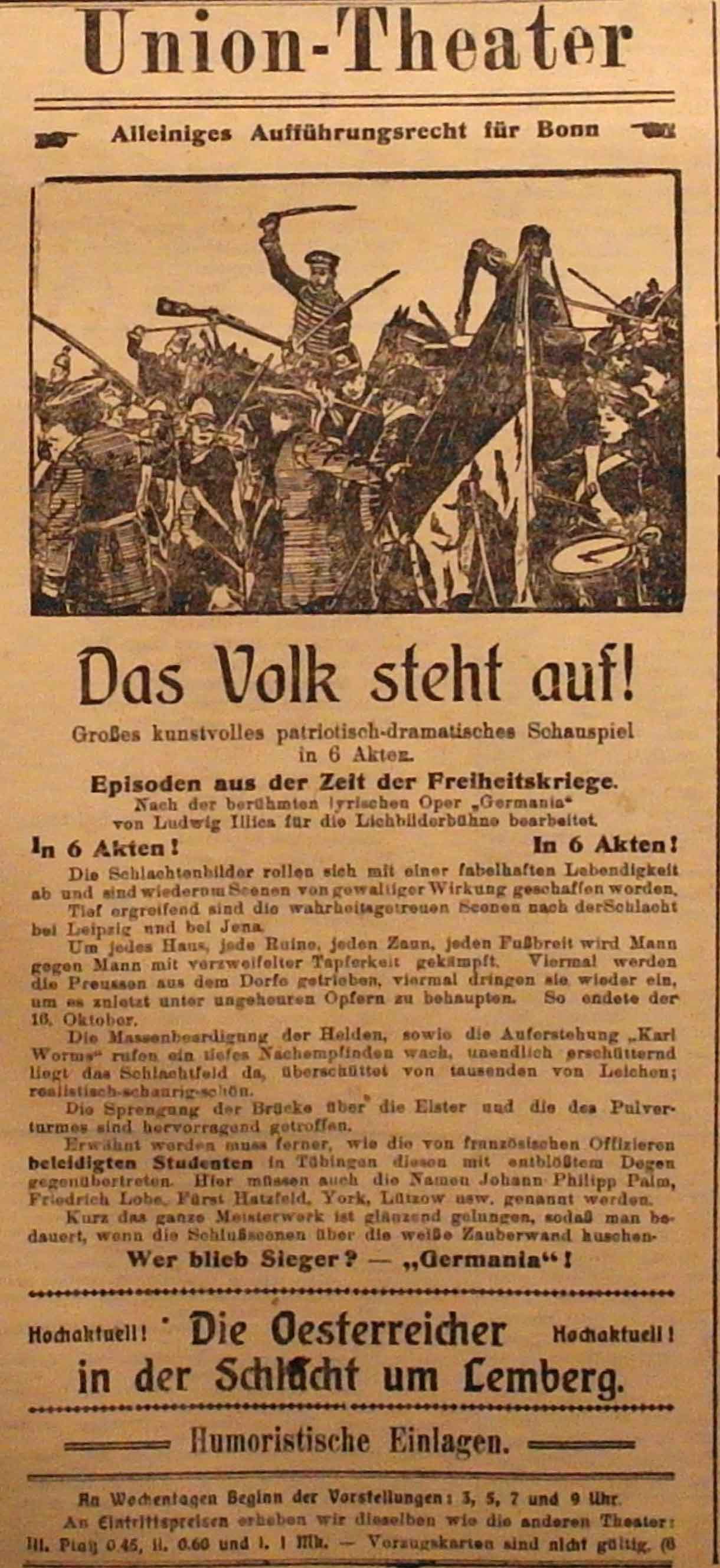 Anzeige im General-Anzeiger vom 14. November 1914
