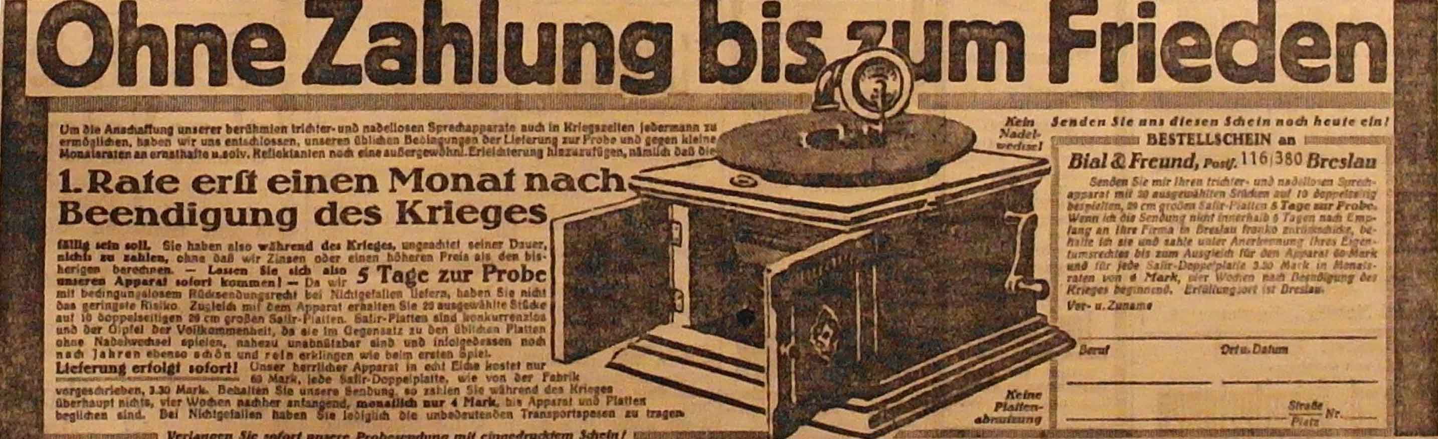 Anzeige im General-Anzeiger vom 17. November 1914