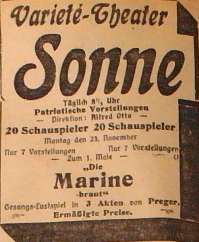 Anzeige im General-Anzeiger vom 23. November 1914