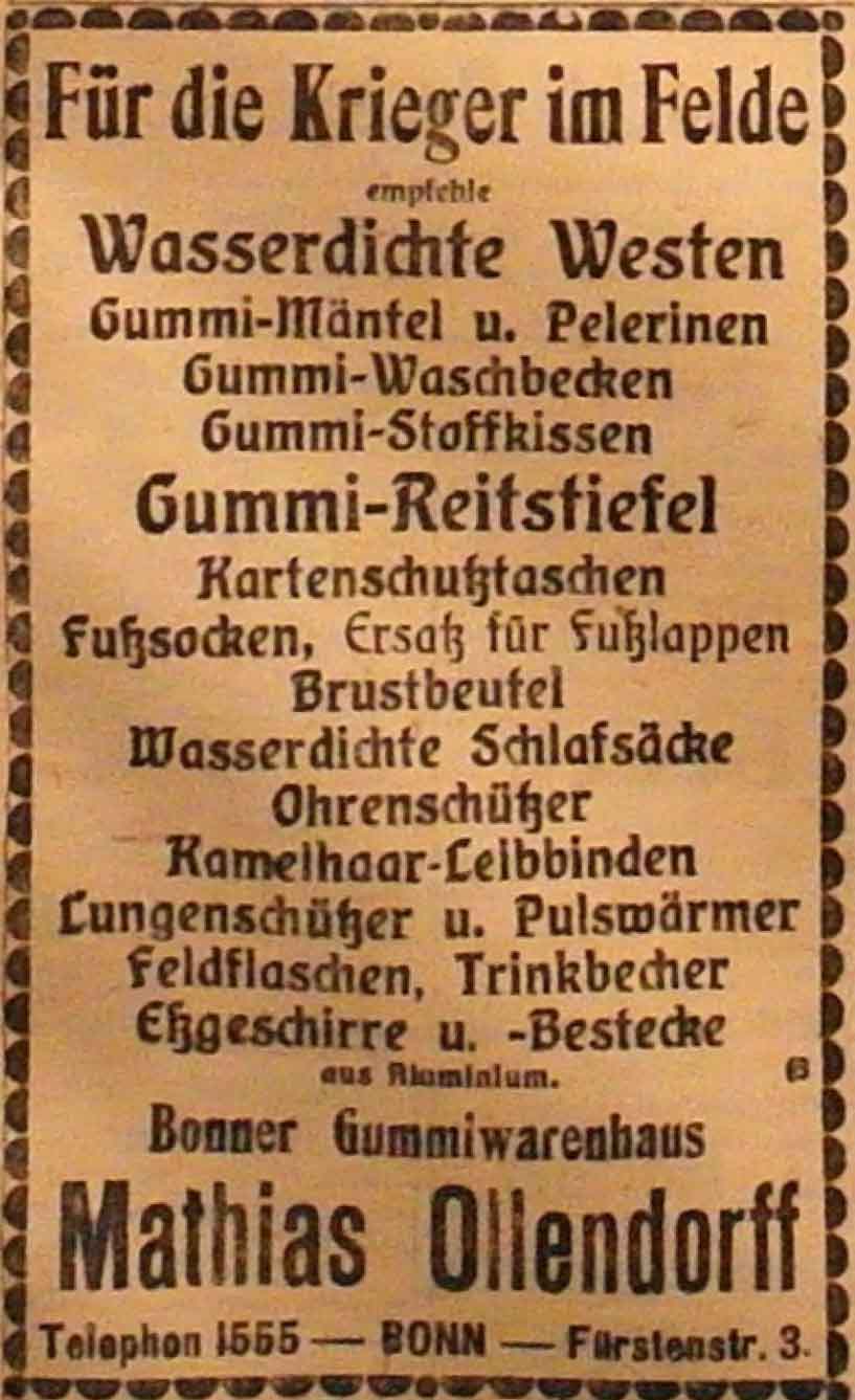 Anzeige im General-Anzeiger vom 26. November 1914