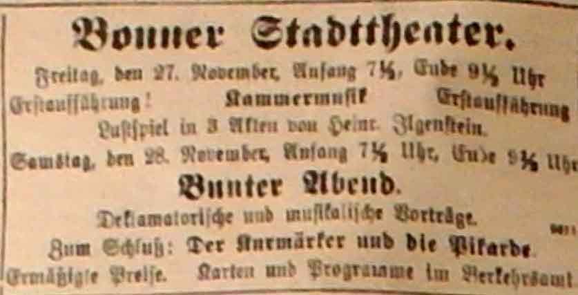 Anzeige in der Deutschen Reichs-Zeitung vom 27. November 1914