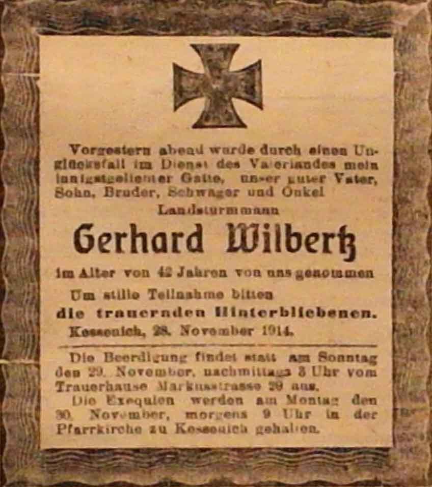Anzeige im General-Anzeiger vom 29. November 1914