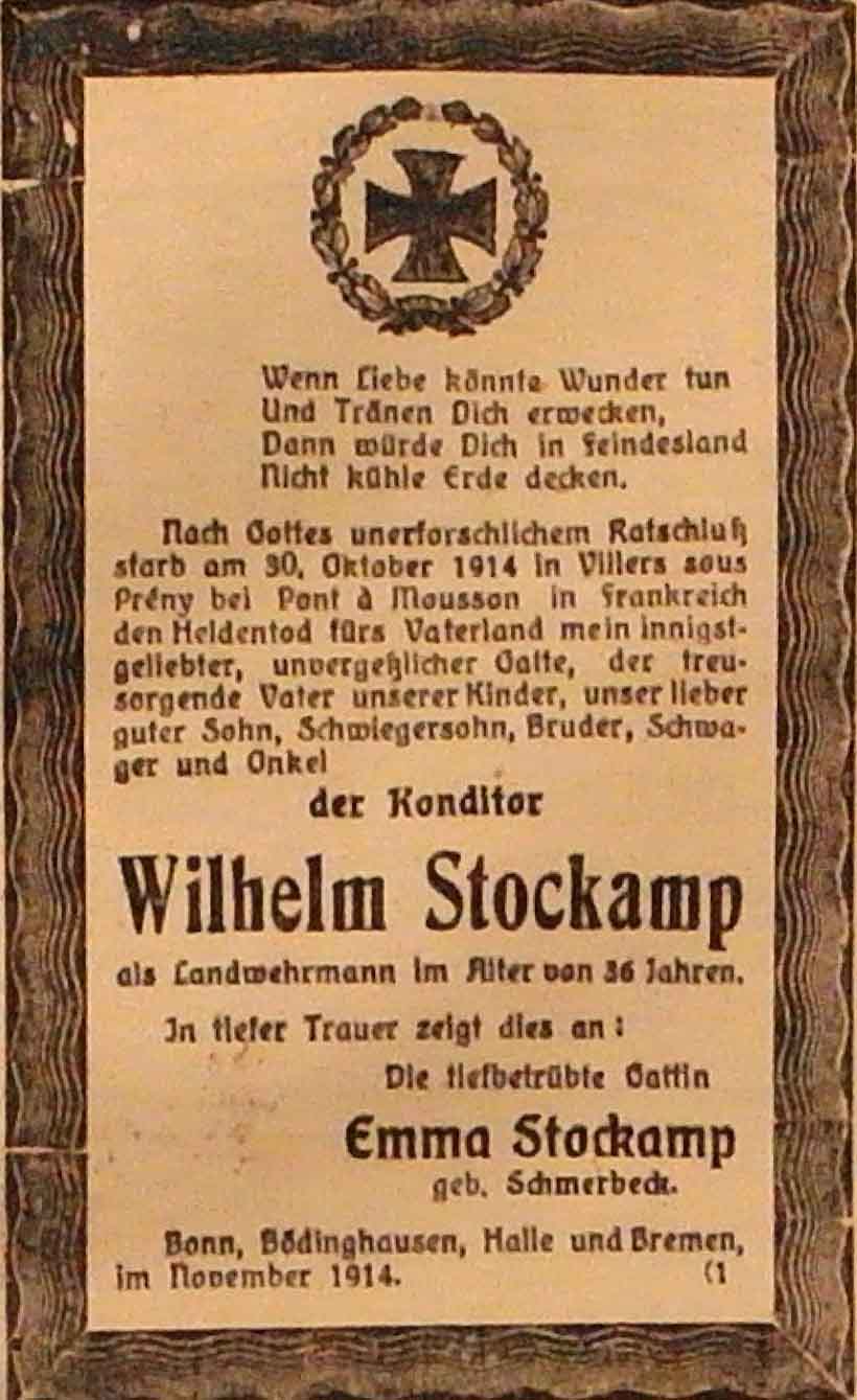 Anzeige im General-Anzeiger vom 30. November 1914