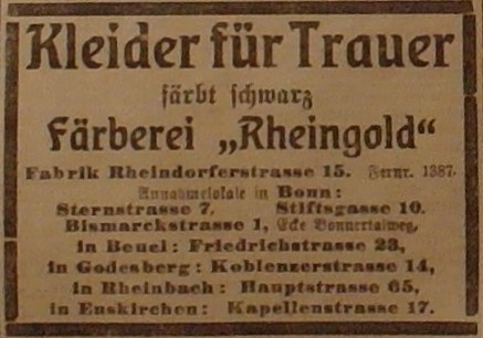 Anzeige im General-Anzeiger vom 5. Oktober 1914