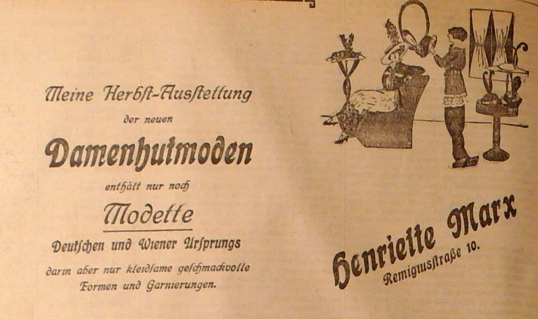 Anzeige im General-Anzeiger vom 8. Oktober 1914
