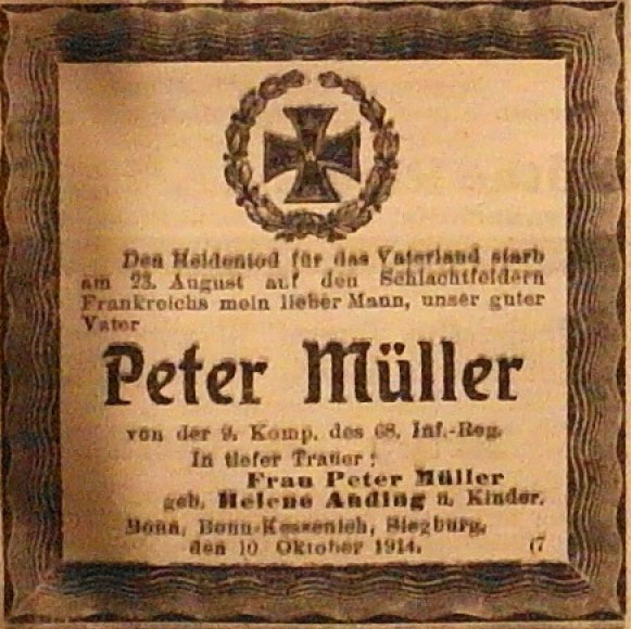 Anzeige im General-Anzeiger vom 11. Oktober 1914