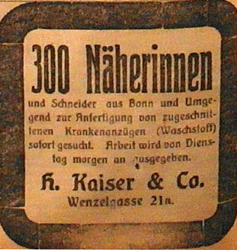 Anzeige im General-Anzeiger vom 12. Oktober 1914
