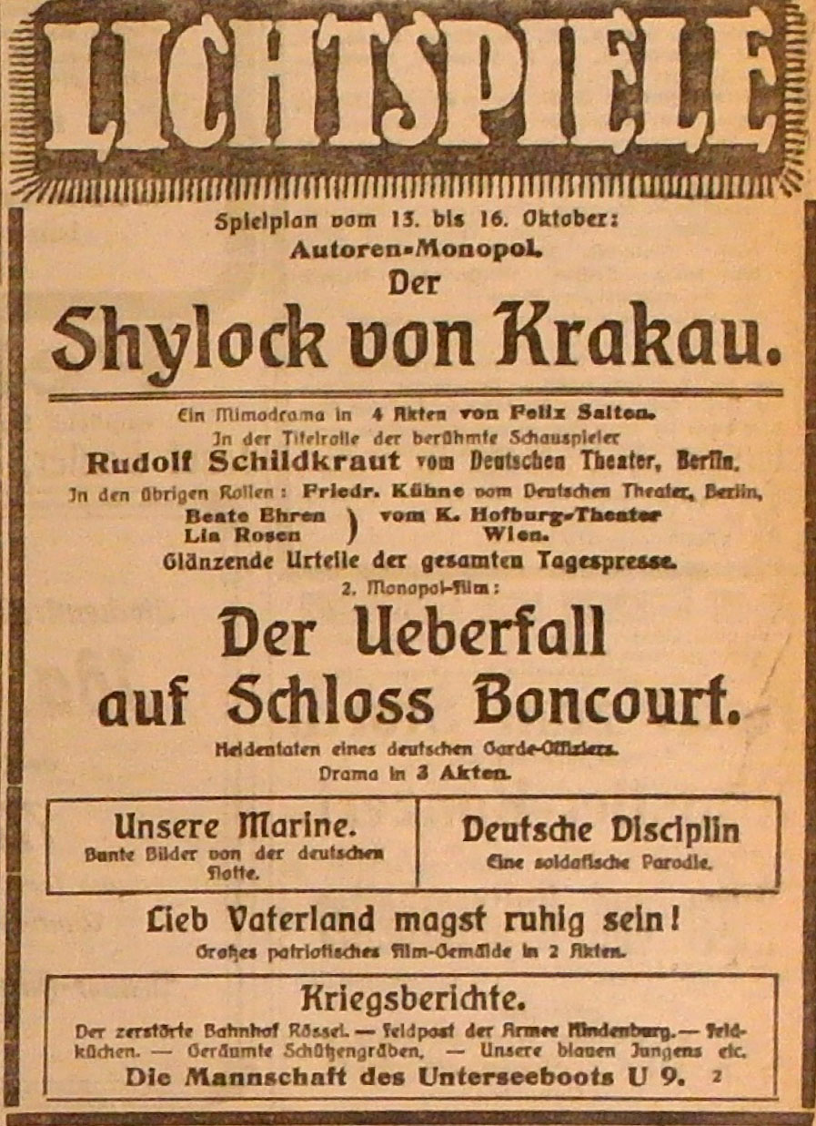 Anzeige im General-Anzeiger vom 13. Oktober 1914