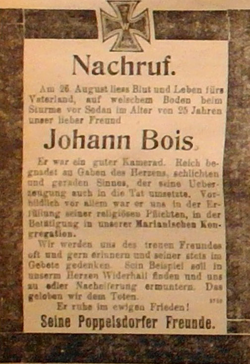 Anzeige in der Deutschen Reichs-Zeitung vom 17. Oktober 1914