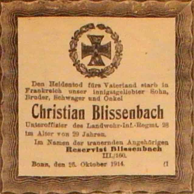 Anzeige im General-Anzeiger vom 25. Oktober 1914