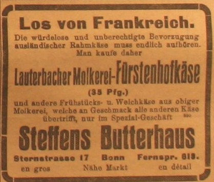 Anzeige in der Deutschen Reichszeitung vom 3. September 1914