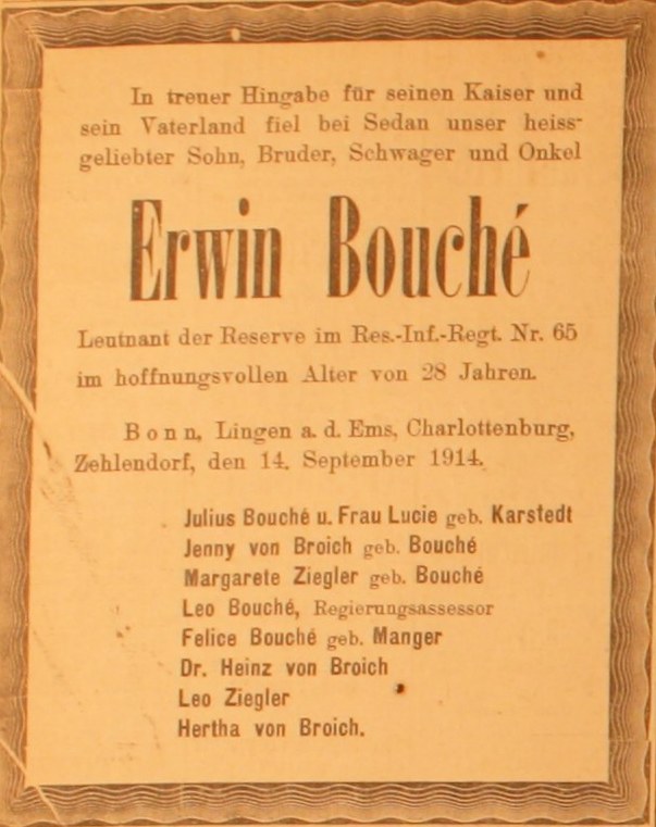 Anzeige im General-Anzeiger vom 14. September 1914