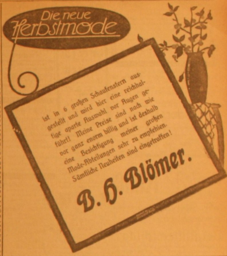 Anzeige im General-Anzeiger vom 28. September 1914