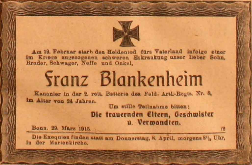 Anzeige im General-Anzeiger vom 6. April 1915