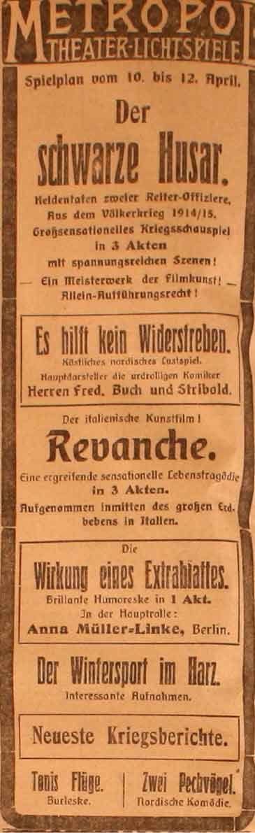 Anzeige im General-Anzeiger vom 10. April 1915