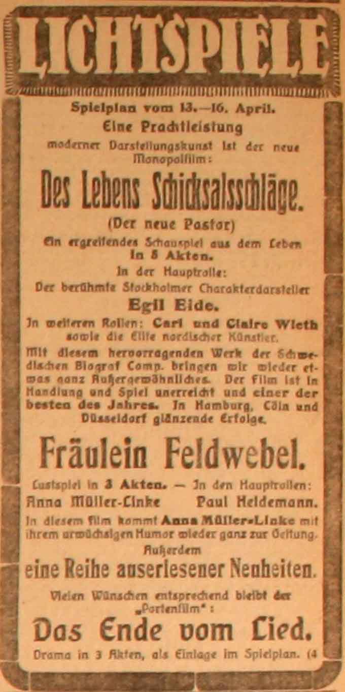 Anzeige im General-Anzeiger vom 15. April 1915