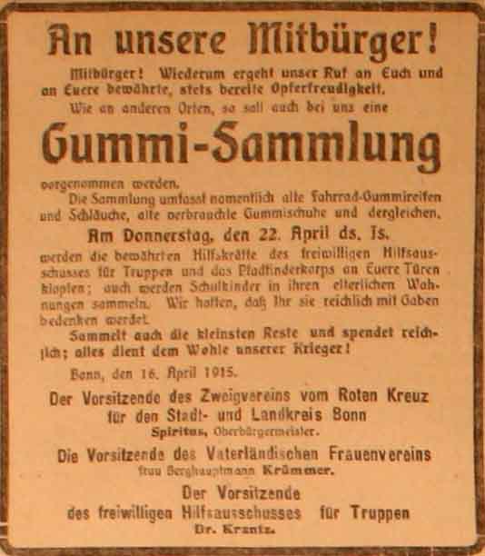 Anzeige im General-Anzeiger vom 17. April 1915