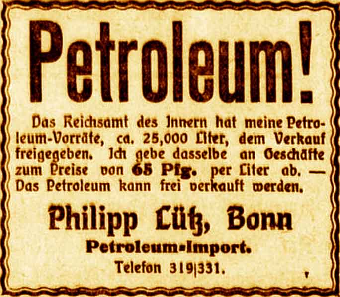Anzeige im General-Anzeiger vom 1. August 1915