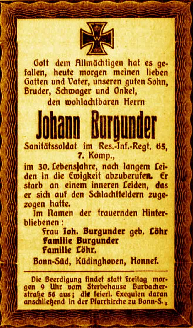 Anzeige im General-Anzeiger vom 4. August 1915