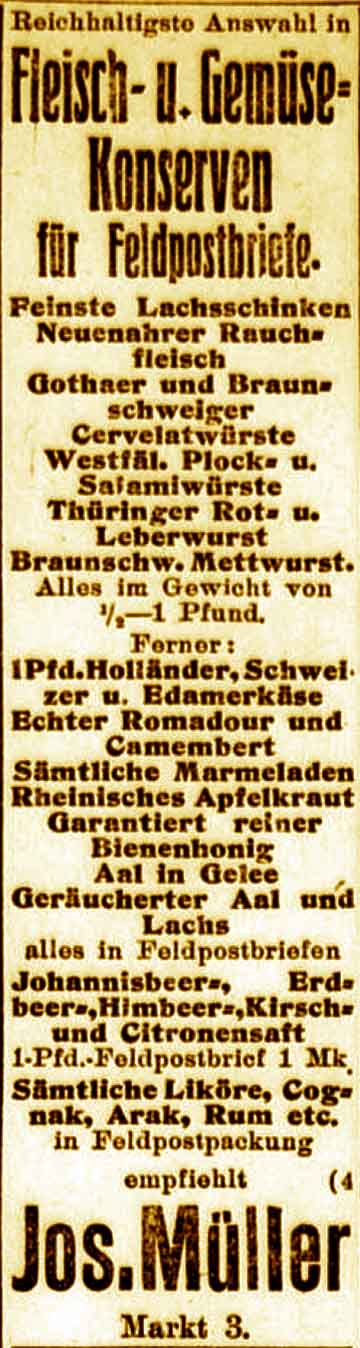 Anzeige im General-Anzeiger vom 19. August 1915