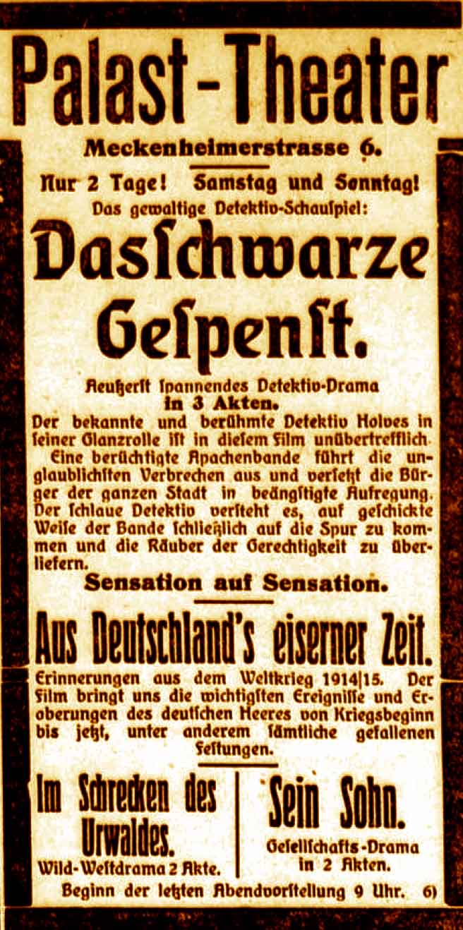 Anzeige im General-Anzeiger vom 21. August 1915