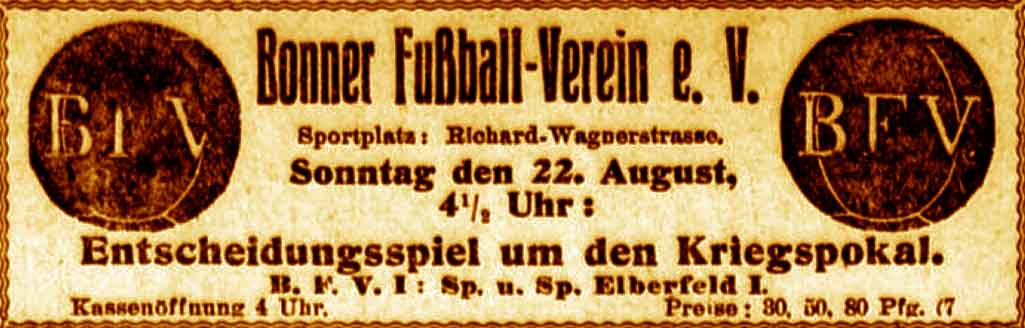 Anzeige im General-Anzeiger vom 22. August 1915