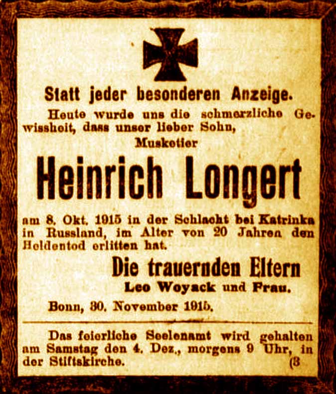 Anzeige im General-Anzeiger vom 1. Dezember 1915
