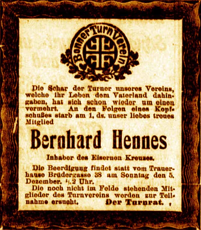 Anzeige im General-Anzeiger vom 5. Dezember 1915