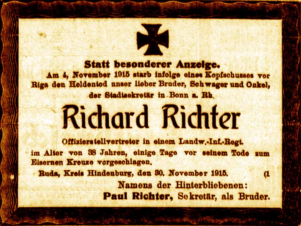 Anzeige im General-Anzeiger vom 6. Dezember 1915