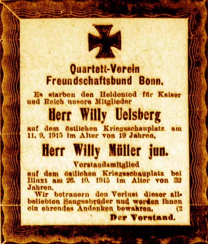 Anzeige im General-Anzeiger vom 14. Dezember 1915