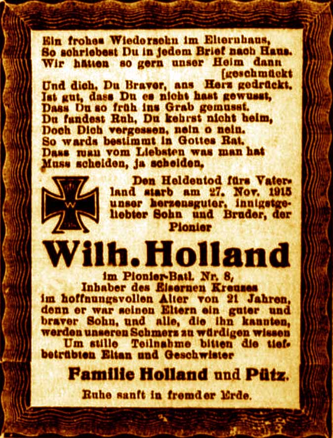Anzeige im General-Anzeiger vom 22. Dezember 1915