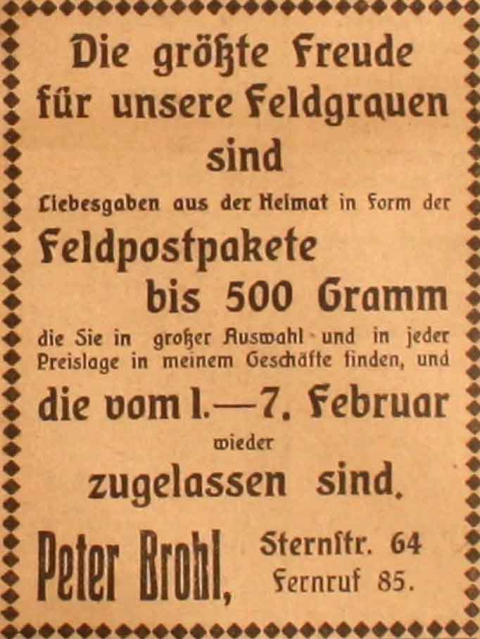 Anzeige im General-Anzeiger vom 1. Februar 1915