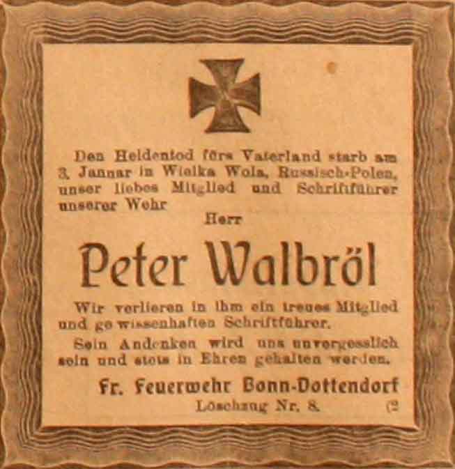 Anzeige im General-Anzeiger vom 2. Februar 1915