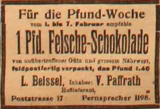 Anzeige in der Deutschen Reichs-Zeitung vom 3. Februar 1915