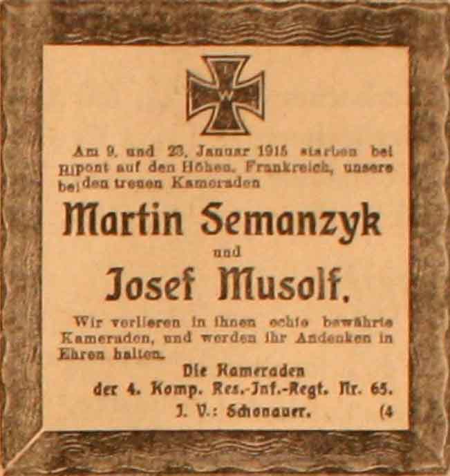 Anzeige im General-Anzeiger vom 4. Februar 1915