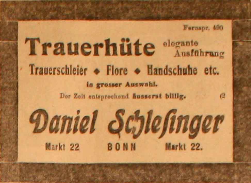 Anzeige im General-Anzeiger vom 5. Februar 1915