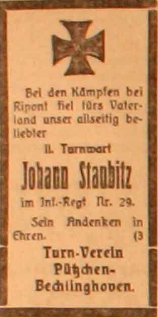 Anzeige im General-Anzeiger vom 10.2.1915