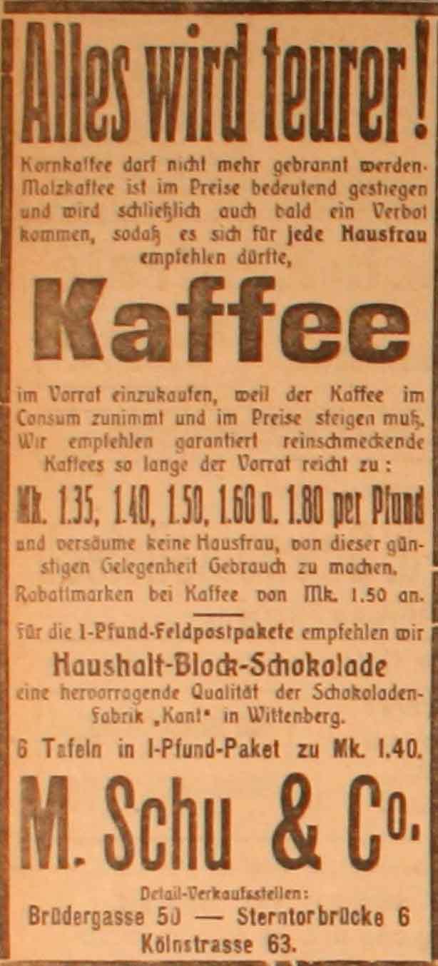 Anzeige im General-Anzeiger vom 12. Februar 1915