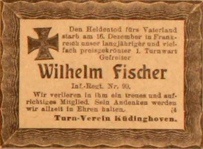 Anzeige im General-Anzeiger vom 18. Februar 1915