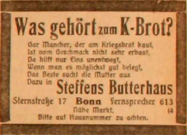 Anzeige im General-Anzeiger vom 25. Februar 1915