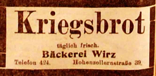 Anzeige im General-Anzeiger vom 8. Januar 1915