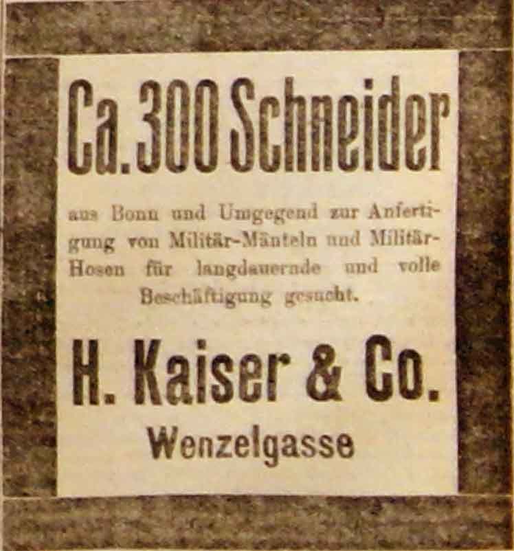 Anzeige in der Reichs-Zeitung vom 17. Januar 1915