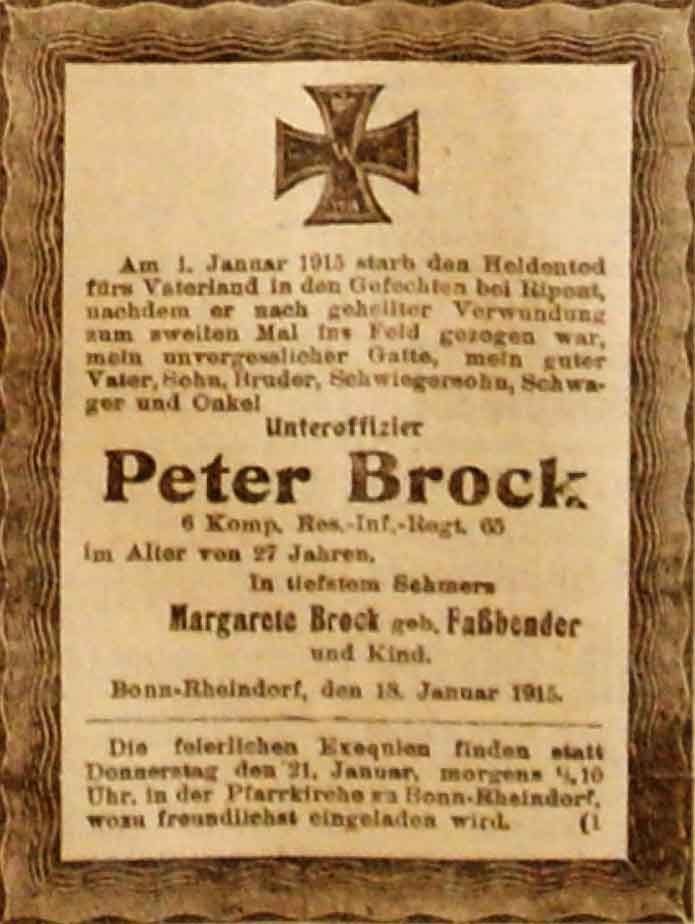 Anzeige im General-Anzeiger vom 18. Januar 1915