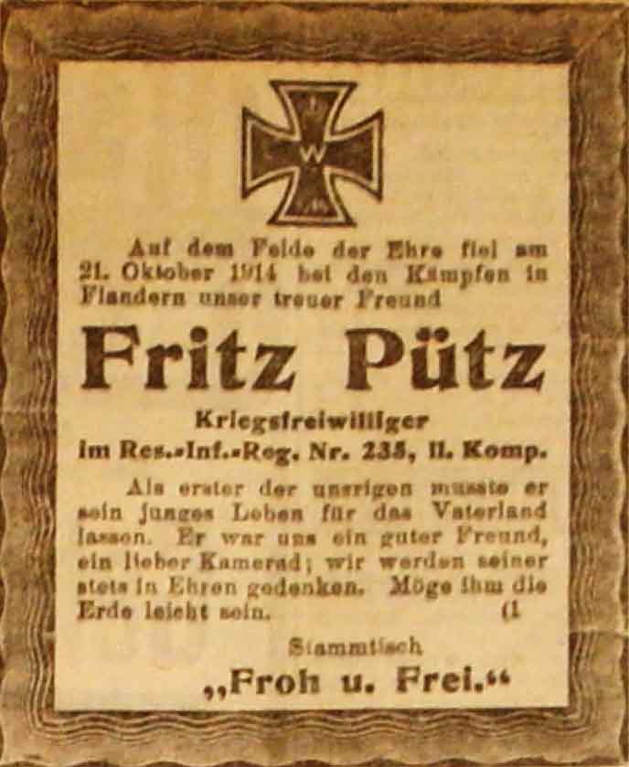 Anzeige im General-Anzeiger vom 19. Januar 1915