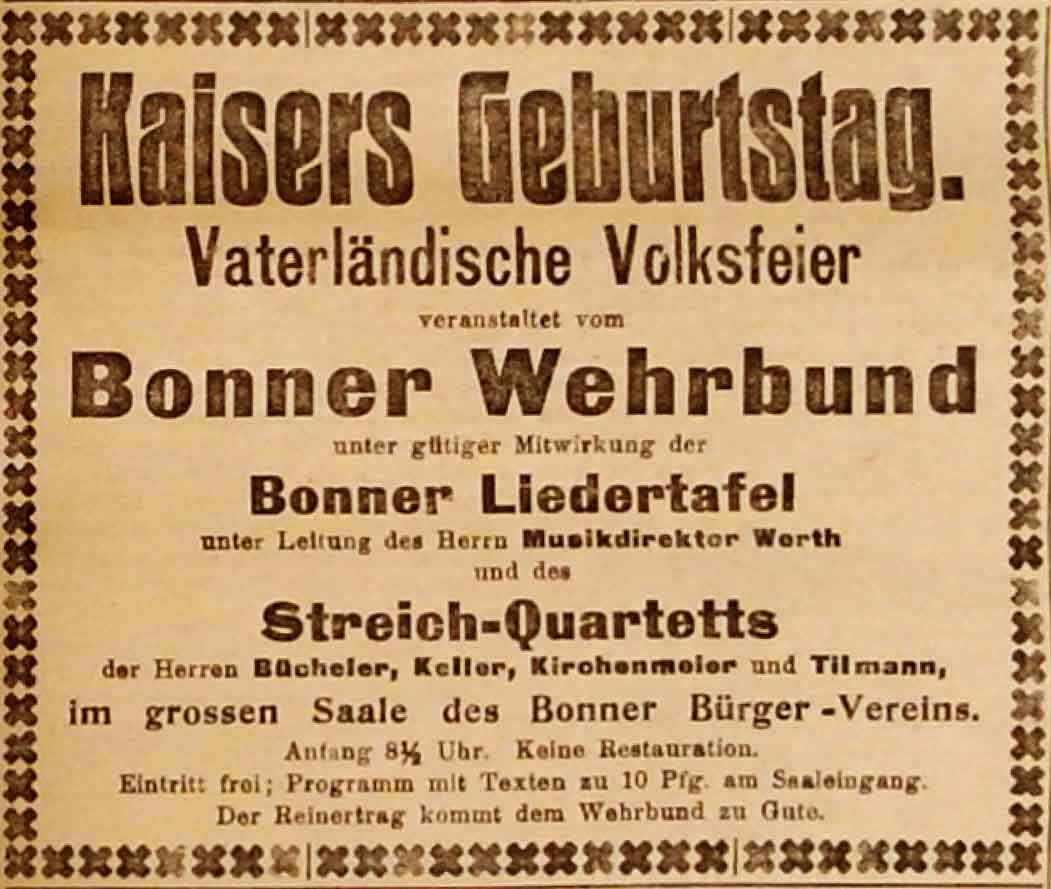Anzeige in der Reichs-Zeitung vom 25. Januar 1915