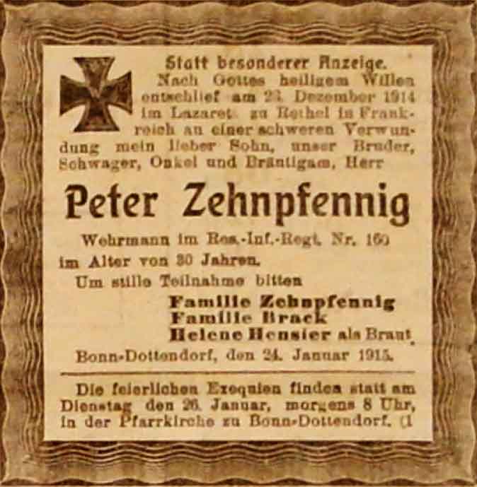 Anzeige im General-Anzeiger vom 25. Januar 1915