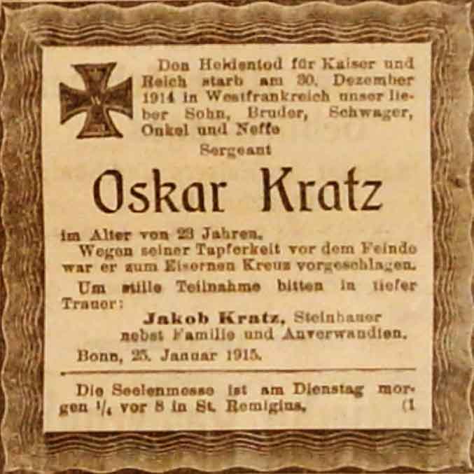 Anzeige im General-Anzeiger vom 25. Januar 1915