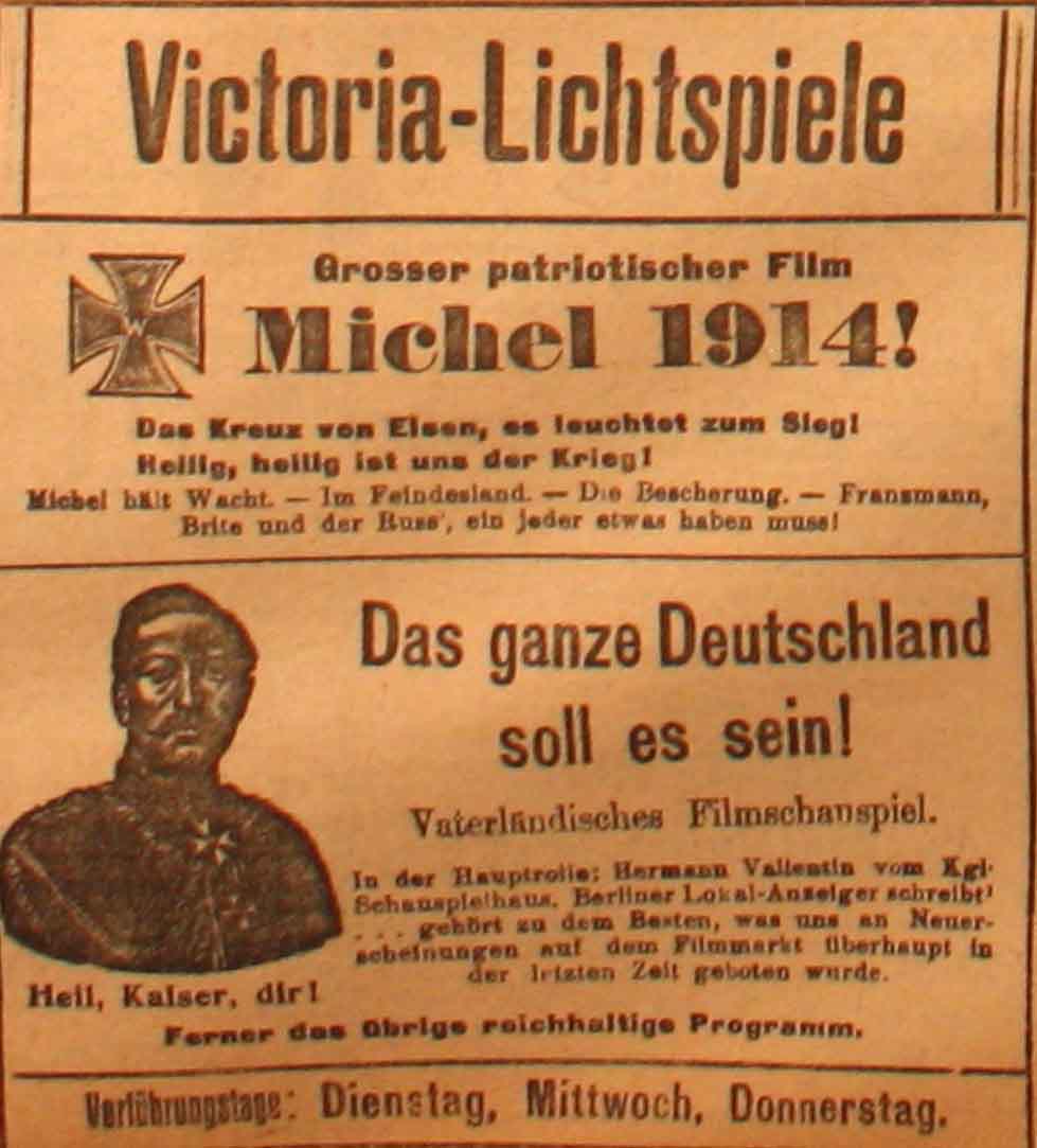 Anzeige in der Reichs-Zeitung vom 26. Januar 1915