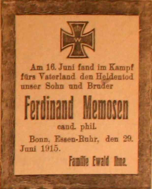Anzeige im General-Anzeiger vom 1. Juli 1915
